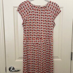 Tory Burch Sophia Silk Dress in Poppy Print Orange Floral Print Small